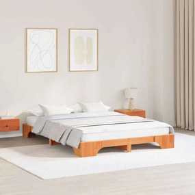 vidaXL Κρεβάτι Καφέ 160x200 εκ Μασίφ Ξύλο Πεύκου