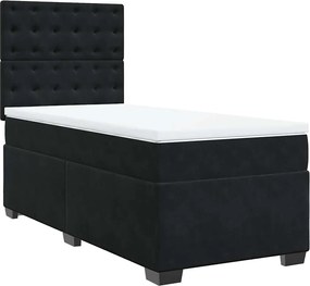 vidaXL Κρεβάτι Boxspring με Στρώμα Μαύρο 90x190 εκ. Βελούδινο