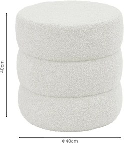 Σκαμπό-πουφ Kioto pakoworld μπουκλέ λευκό Φ40x40εκ