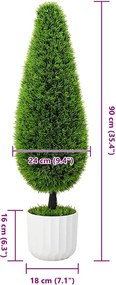 vidaXL Τεχνητό Πεύκο Πράσινο 24 x 24 x 90 εκ Πλαστικό