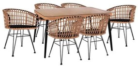 ΣΕΤ 7ΤΜΧ ALLEGRA WICKER ΜΕ ΤΡΑΠΕΖΙ 160X90X78Υ ΜΠΕΖ & ΜΑΥΡΟ ΧΡΩΜΑ HM10496