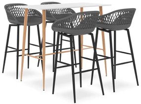 Σετ Επίπλων Μπαρ 5 Τεμαχίων Λευκό / Γκρι