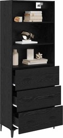 vidaXL Highboard Μαύρη Οξυά 69,5 x 34 x 180 εκ. Επεξεργασμένο Ξύλο