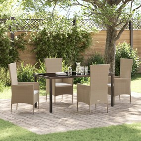 vidaXL Σετ Τραπεζαρίας Κήπου με μαξιλάρι 5 pcs Ανοιχτό μπεζ, Μαύρο