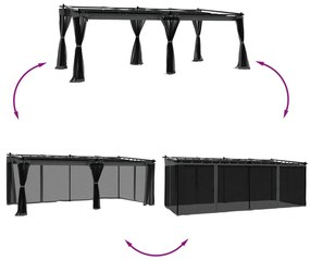 vidaXL Κιόσκι με Τοίχους από Δίχτυ Ανθρακί 6x3 μ. από Ατσάλι