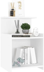 vidaXL Κομοδίνα 2 Τεμαχίων Λευκά 40 x 35 x 60 εκ. από Επεξ. Ξύλο