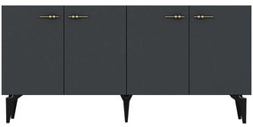 Μπουφές Ruya 475OLV2311 150x40x79cm Anthracite-Gold Μοριοσανίδα, Μελαμίνη
