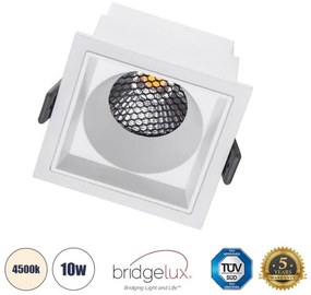 Χωνευτό Σποτ Downlight LED TrimLess 10W Λευκό-Φυσικό 4500K PLUTO-M 60272 Globostar-60272-Λευκό 60272