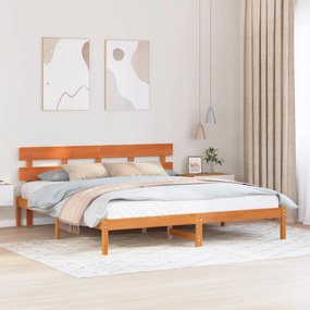 vidaXL Κρεβάτι  με Πομπέ Καφέ 200x200 εκ Μασίφ Ξύλο Πεύκου