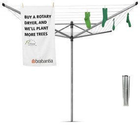 Brabantia Lift-O-Matic για εξωτερικούς χώρους 90300269, 60 m, Ρυθμιζόμενο ύψος, Μεταλλικό καρφί, Ανθεκτικό στη διάβρωση, Inox