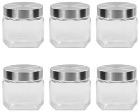 vidaXL Βάζα Αποθήκευσης 6 τεμ. 800 ml με Ασημί Καπάκι