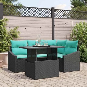 vidaXL Σετ Καναπέ Κήπου 6 pcs Μαύρο και κρεμ 100 x 55 x 73 εκ