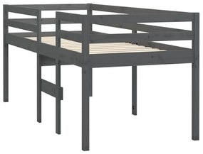 vidaXL Κρεβάτι Υπερυψωμένο Γκρι 80x200 εκ. από Μασίφ Ξύλο Πεύκου