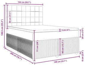 Κρεβάτι Boxspring με Στρώμα Μαύρο 140x200 εκ. Βελούδινο - Μαύρο