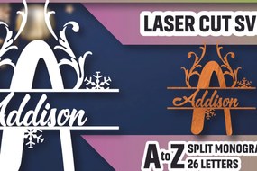 Σετ των 2 Intra απο ξύλο plywood 3mm-4mm πάχος Christmas Split Monogram Cut  Δίασταση 15x15 cm INTRAFABR-105189651