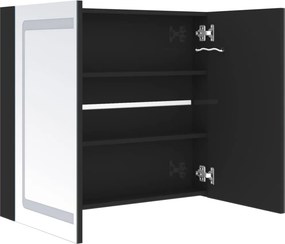 vidaXL Καθρέφτης Μπάνιου με Ντουλάπι &amp; LED Λαμπερό Μαύρο 80x12x68 εκ.