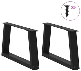 vidaXL Πόδια Τραπεζιού Σαλονιού Σχήματος V 2 τεμ. Μαύρο 60x(30-31,3) εκ. Ατσάλι