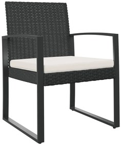 Καρέκλες Τραπεζαρίας Κήπου 2 τεμ. Μαύρες Ρατάν Πολυπροπυλενίου - Μαύρο