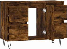 vidaXL Ντουλάπι Μπάνιου Καπνιστή Δρυς 80 x 33 x 60 εκ. Επεξεργ. Ξύλο