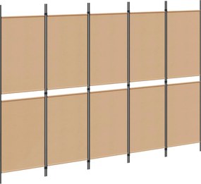 vidaXL 5-Panel Room Divider Μπεζ 250 x 180 cm Ύφασμα
