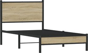 vidaXL Σκελετός Κρεβ. Χωρίς Στρώμα Sonoma Δρυς 90x200 εκ. Μεταλλικό