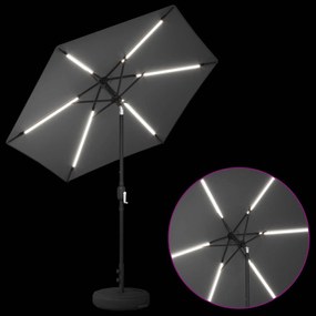 vidaXL Ομπρέλα Κήπου με LED Φώτα και Βάση 230 x 230 εκ Πολυεστέρας