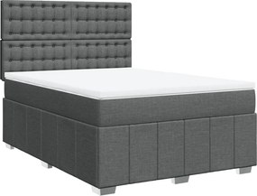 vidaXL Κρεβάτι Boxspring με Στρώμα Σκούρο Γκρι 140x200 εκ Υφασμάτινο