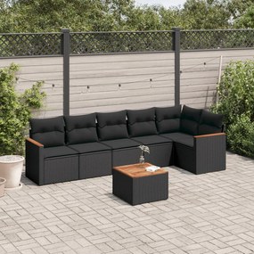 vidaXL Patio Sofa Set 7-θέσια Black