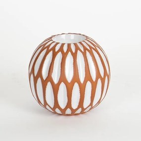 Κηροπήγιο Ρεσώ Κεραμικό Terracotta-Λευκό 10,9x9,9εκ. ESTHETI 752-25015