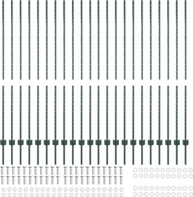 vidaXL Στύλος Περιφράξεων 22 pcs Πράσινο 200 cm Ατσάλι