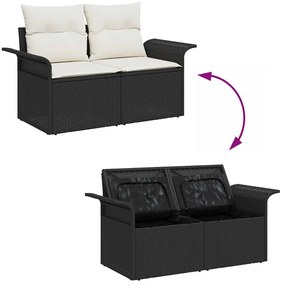 vidaXL Σετ Καναπέ Κήπου με μαξιλάρι 7 pcs Μαύρο Πολυ ράταν