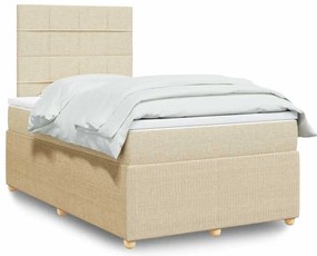 vidaXL Κρεβάτι Boxspring με Στρώμα Κρεμ 120x200 εκ. Υφασμάτινο