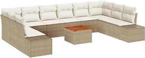 vidaXL Σετ Καναπέ Κήπου με αποθήκευση 11 pcs Μπεζ και λευκό