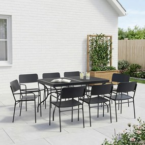 vidaXL Σέτ φαγητού για κήπο 9 pcs Ανθρακί Ατσάλι