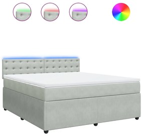 vidaXL Κρεβάτι Boxspring με Στρώμα Ανοιχτό Γκρι 180x200 εκ. Βελούδινο