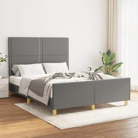 VidaXL Σκελετός Κρεβατιού Χωρίς Στρώμα Γκρι 140x200 εκ.Υφασμάτινο