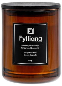 Αρωματικό Κερί FL6478 Fylliana &quot;Σανδαλόξυλο και Γιασεμί&quot; σε Γυάλινο Βάζο Καφέ Φ6,3x7,8 εκ. 6.3x6.3x7.8 εκ.