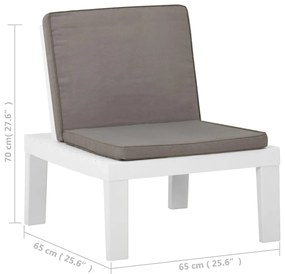 vidaXL Καρέκλα Κήπου Λευκή Πλαστική με Μαξιλάρι