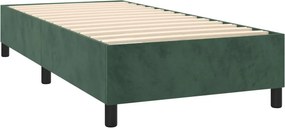 vidaXL Κρεβάτι Boxspring με Στρώμα &amp; LED Σκ. Πράσινο 80x200 εκ Βελούδο