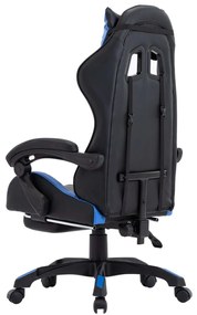 Καρέκλα Racing με Υποπόδιο Μπλε/Μαύρη από Συνθετικό Δέρμα - Μπλε