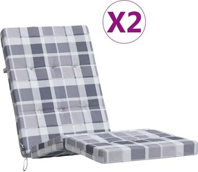 vidaXL Μαξιλάρια Ξαπλώστρας 2 Τεμ. Γκρι Καρό από Ύφασμα Oxford