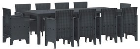 Σέτ φαγητού για κήπο 11 pcs Ανθρακί Rattan Polt