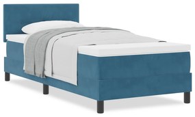 vidaXL Κρεβάτι με Στρώμα Στρώση Σκούρο Μπλε 90x200 εκ. Βελούδο