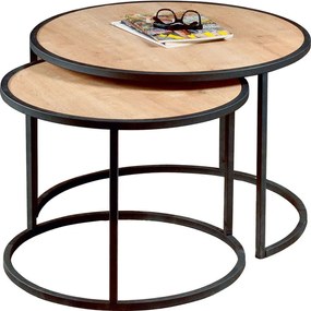 Ζιγκόν Tambur (Σετ 2Τμχ) 875ZNA3303 66x66x43/80x80x50cm Oak-Black