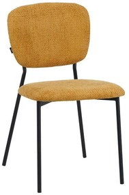 Καρέκλα Cathair με ύφασμα μπουκλέ μουσταρδί και μαύρα μεταλλικά πόδια 48x53x82 εκ. 4αδα 48x53x82 εκ.