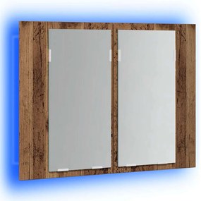 vidaXL Έπιπλο Καθρέφτη με LED Όψη Παλαιού Ξύλου 60x12x45εκ. Επεξ. Ξύλο