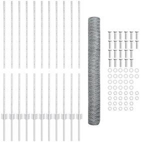 vidaXL σετ φράκτη  Σετ 2 Γαλβανισμένο ατσάλι 25 x 1.2 μ Ανθεκτικό