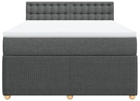 Κρεβάτι Boxspring με Στρώμα Σκούρο Γκρι 140x200 εκ Υφασμάτινο - Γκρι