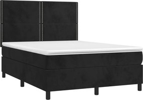 vidaXL Κρεβάτι Boxspring με Στρώμα Μαύρο 140x190 εκ. Βελούδινο