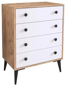 Συρταριέρα ArteLibre AMARI Δρυς/Λευκό Μοριοσανίδα 72x43x96cm-14870052